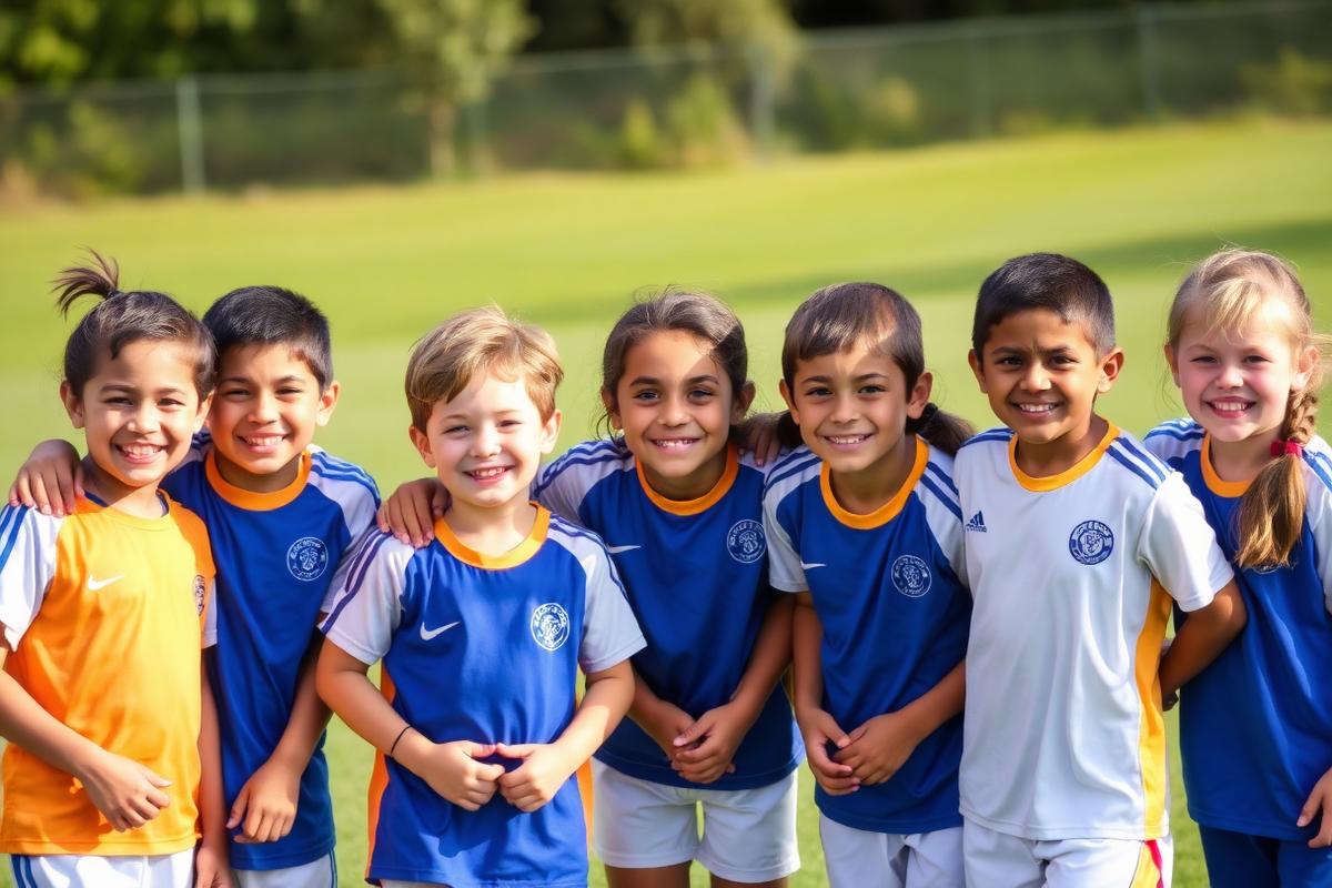 Group of smiling youth soccer players