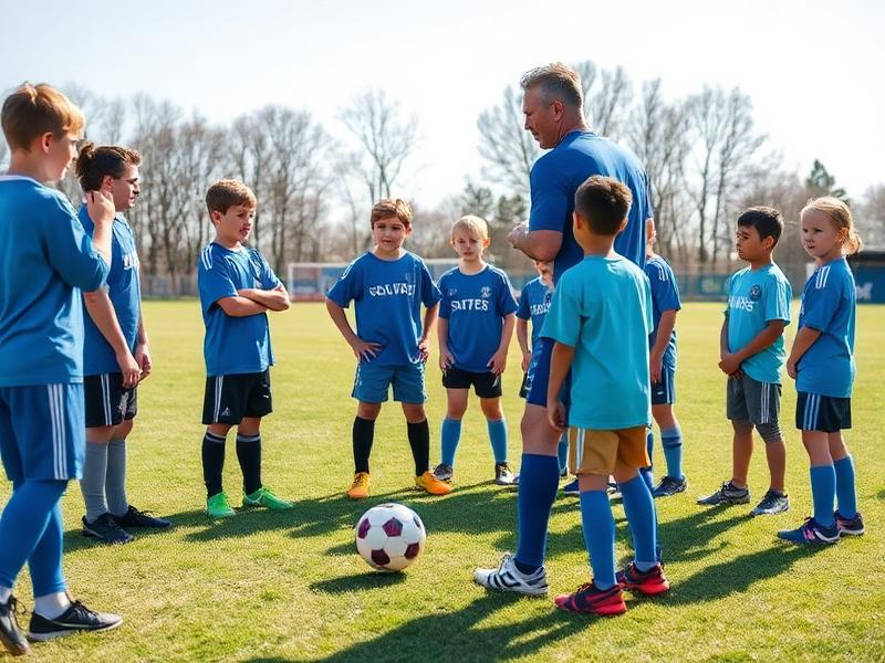 WSC coach demonstrating a drill to a group of young players